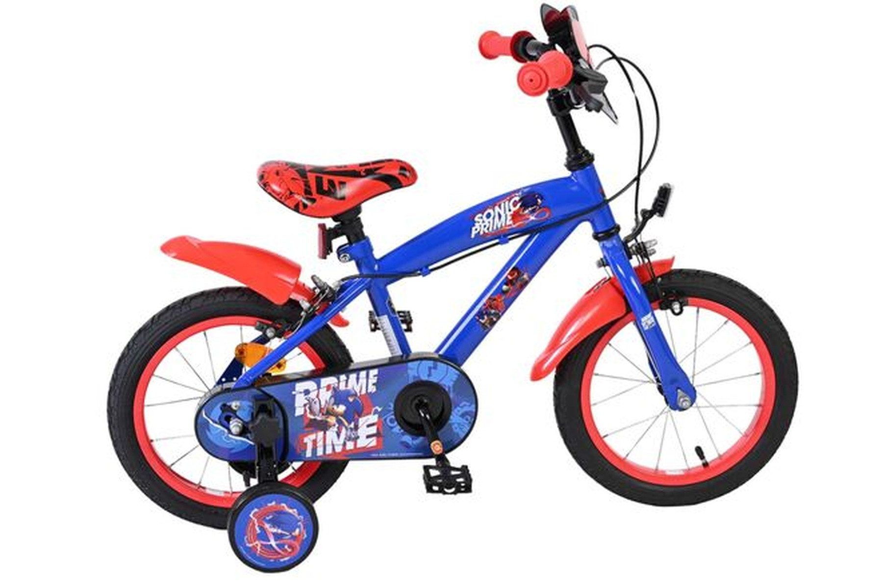Kinderfahrrad Sonic Prime 14 Zoll für Jungen – Blau/Rot – Zwei Handbremsen