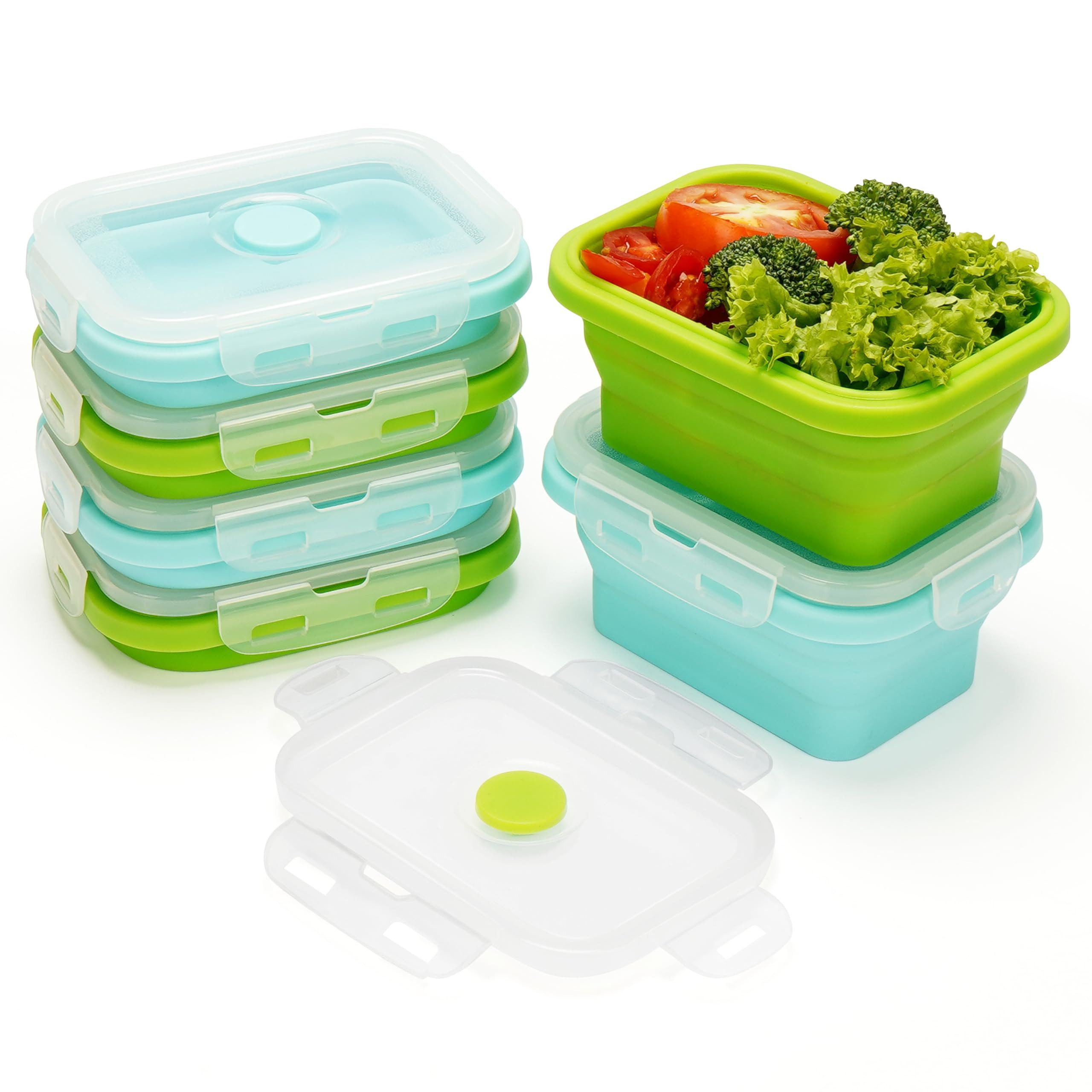 Faltbare Frischhalteboxen Aus Silikon – 3-teilig, 900 Ml, BPA-frei, Spülmaschinenfest, In Grau, Blau, Pink