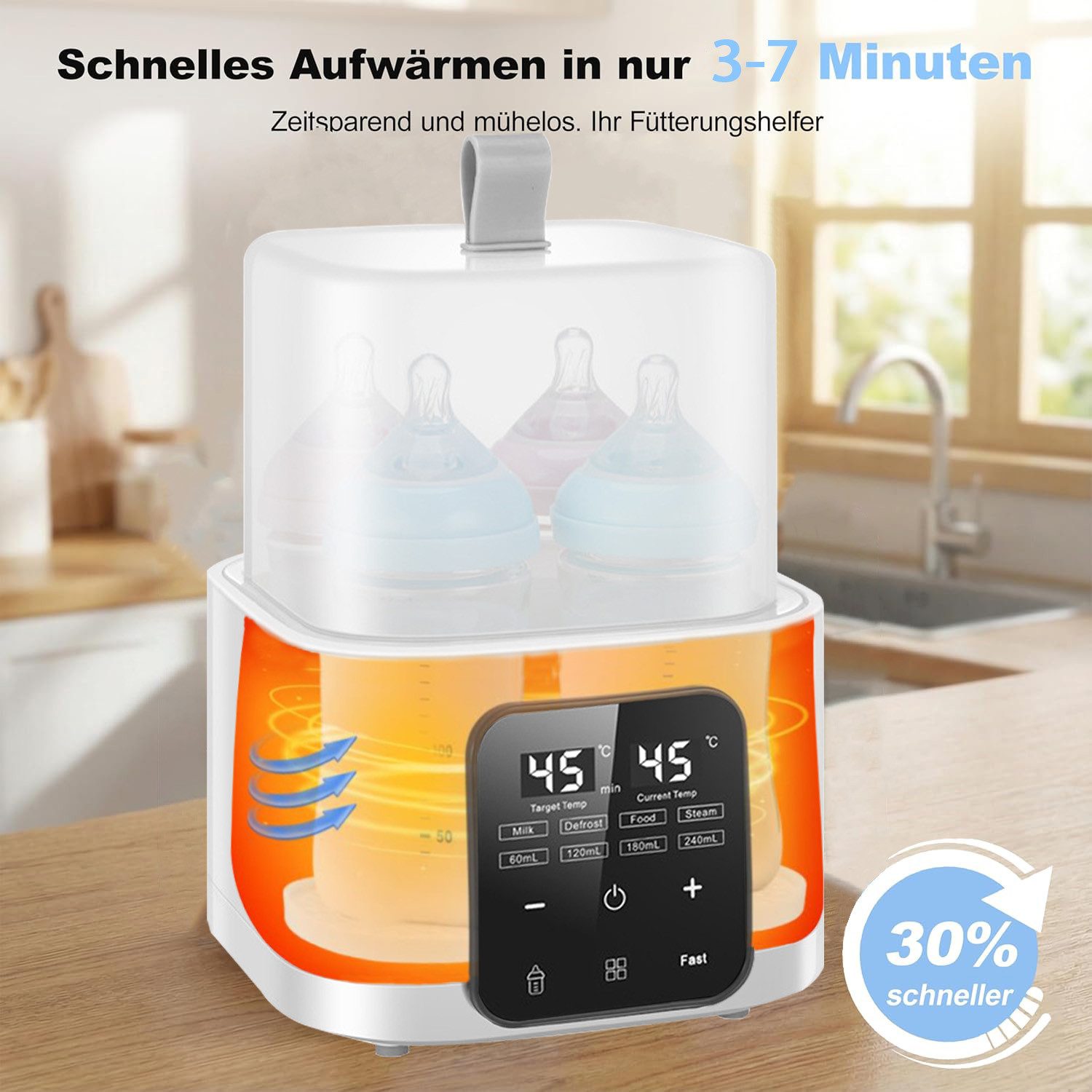 SWGOTA Babyflaschenwärmer 2026 8-in-1 Babyflaschenwärmer und Sterilisator für 4 Flaschen, Dampfsterilisator für 4 Flaschen, BPA-frei, inkl. Fernbedienung