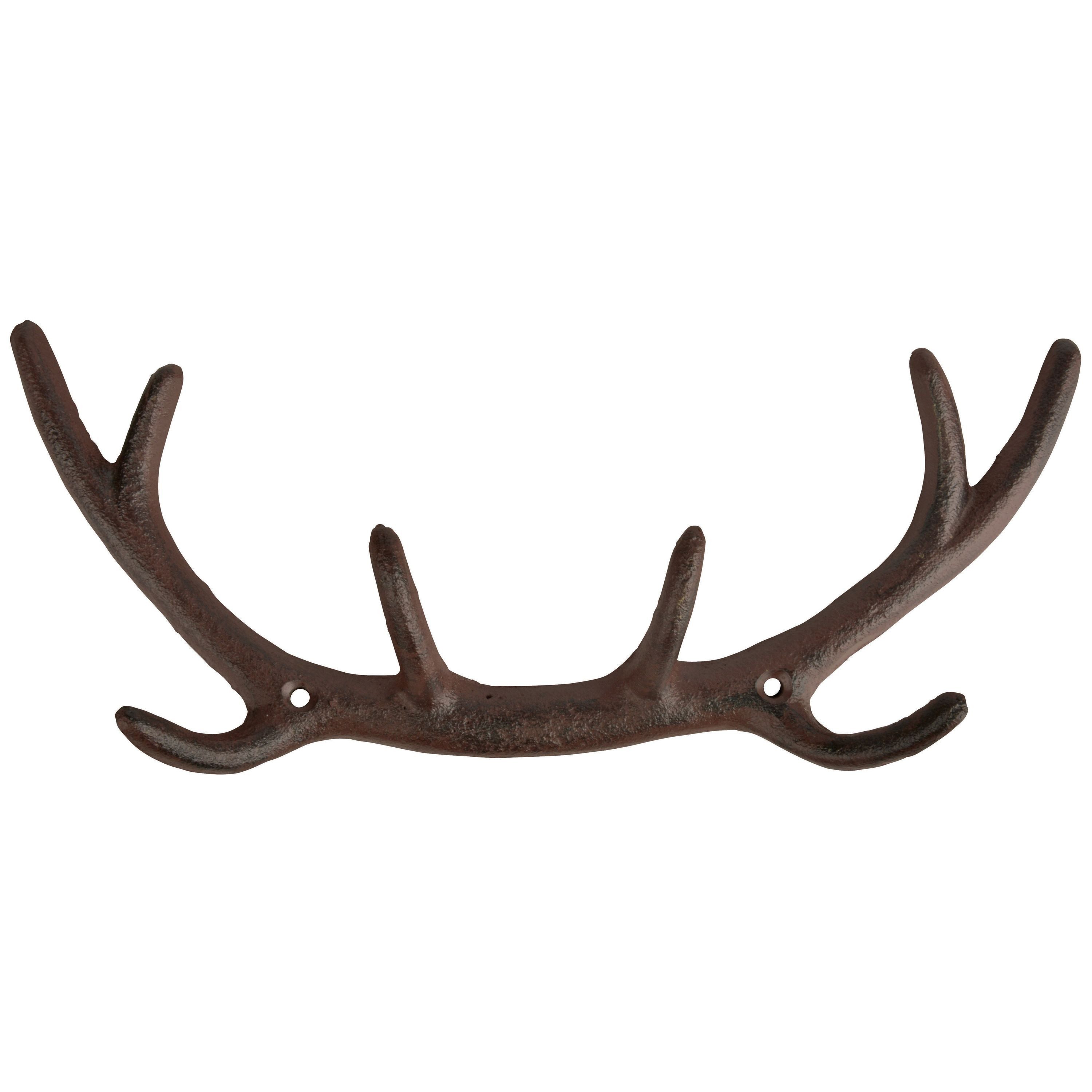 esschert design Garderobenhalter Esschert Design Hirschgeweih Wandhaken Haken Garderobe Gusseisen braun (1x Garderobe)