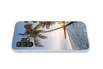 MuchoWow Handyhülle Strand - Sonnenuntergang - Palme, Handyhülle Samsung Galaxy A32 5G, Smartphone-Bumper, Print, Handy