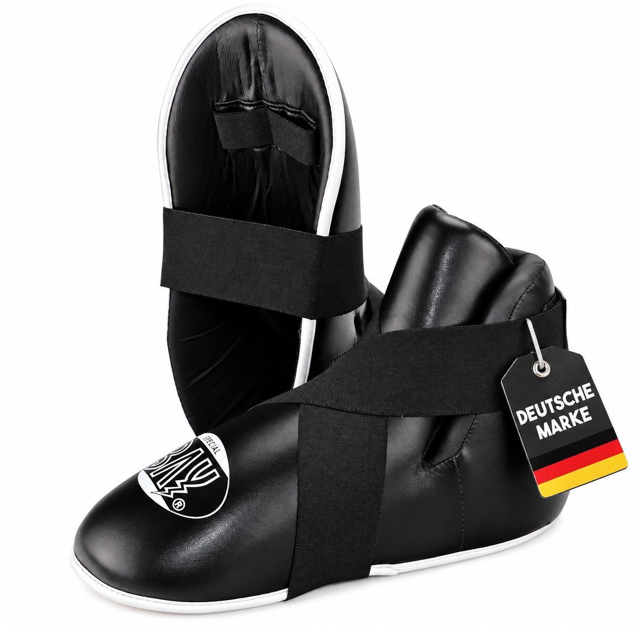 BAY-Sports Fußschützer Superkick Kickboxen Fußschutz Safety Kick-Boxen Kampfsport Sneaker (Paar) Klettverschluß, XXS - XXL, Ausrüstung Schutzausrüstung