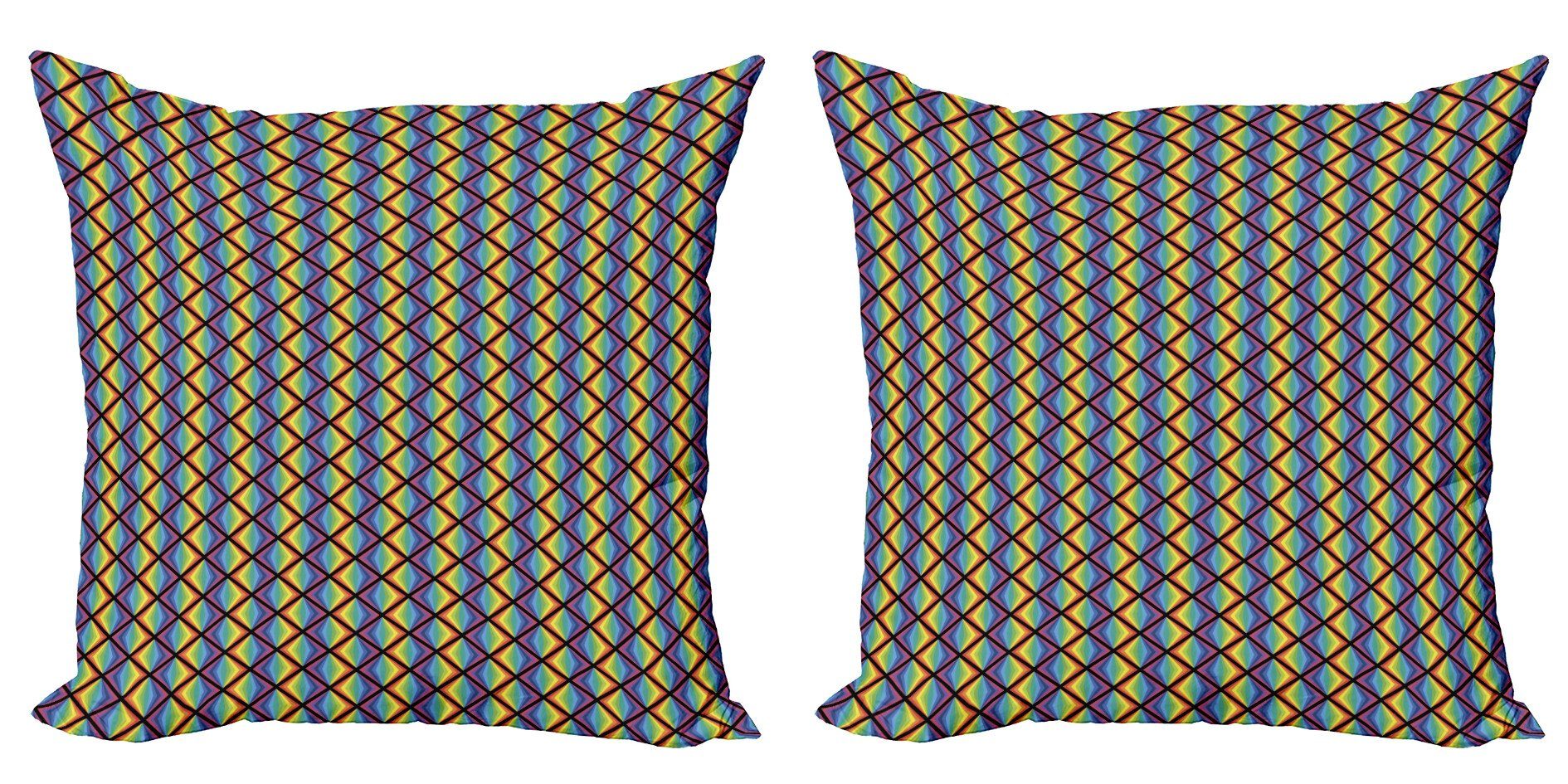 Kissenbezüge Modern Accent Doppelseitiger Digitaldruck, Abakuhaus (2 Stück), Regenbogen Mehrfarbige Triangles Kunst