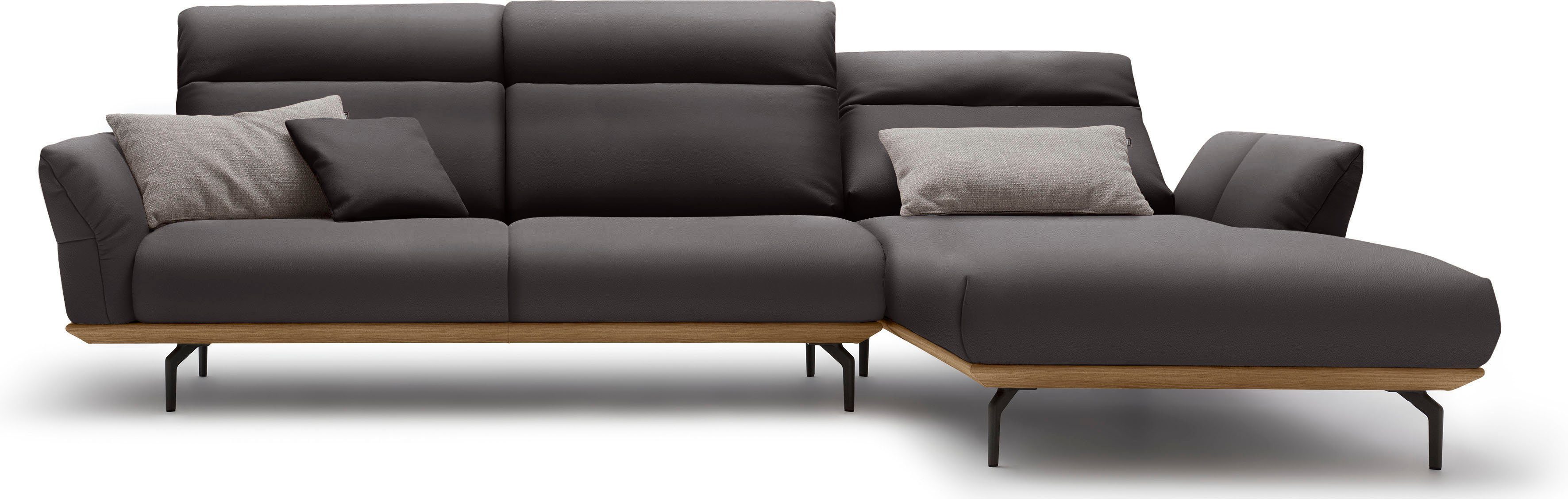 hülsta sofa Ecksofa hs.460, Sockel in Nussbaum, Winkelfüße in Umbragrau, Breite 318 cm | Ecksofas