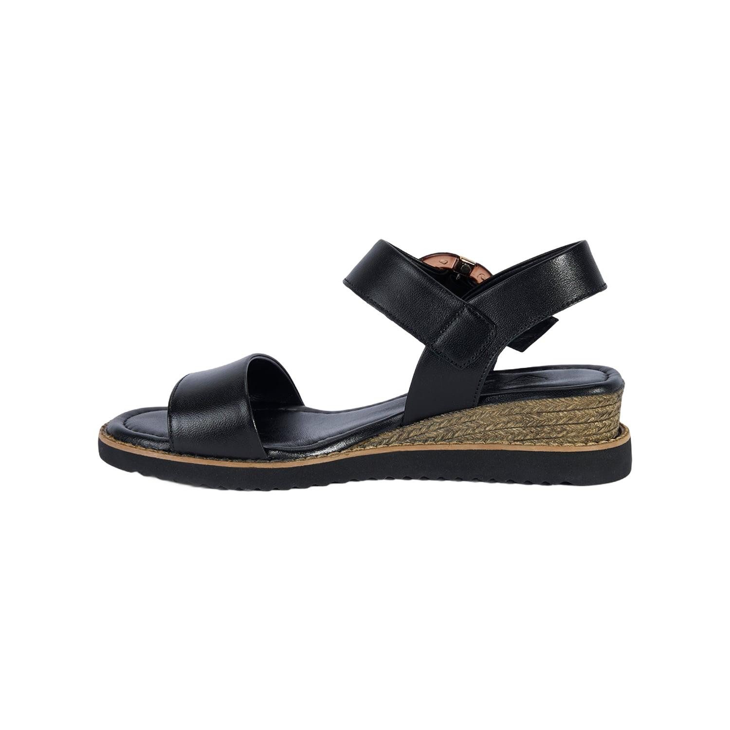 Desa DESA Damen-Keilsandalen aus Leder mit Knochenschnalle Sandale
