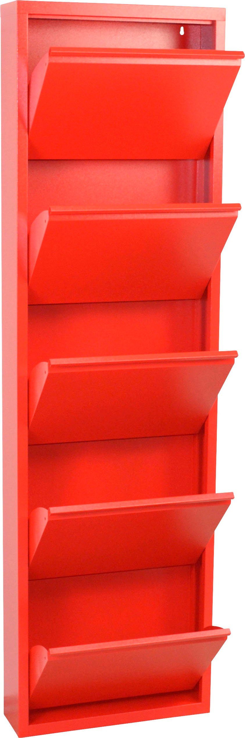 INOSIGN Schuhschrank rot aus rot Melika 5 Schuhklappen, Metall, Höhe | 172,5 cm