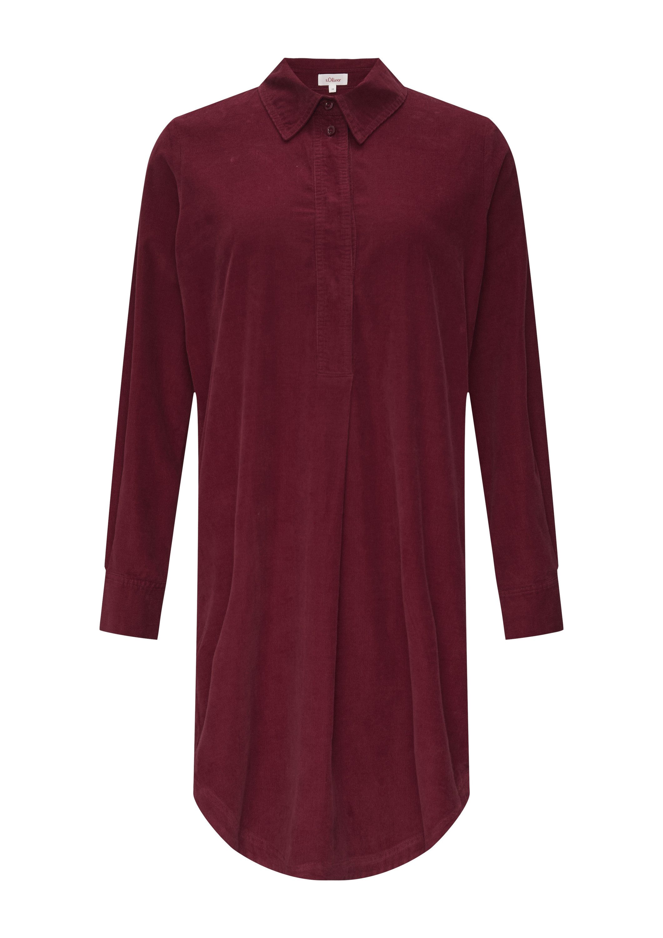 s.Oliver Minikleid Kleid Hemdblusenkleid aus Feincord mit seitlichen Eingrifftaschen