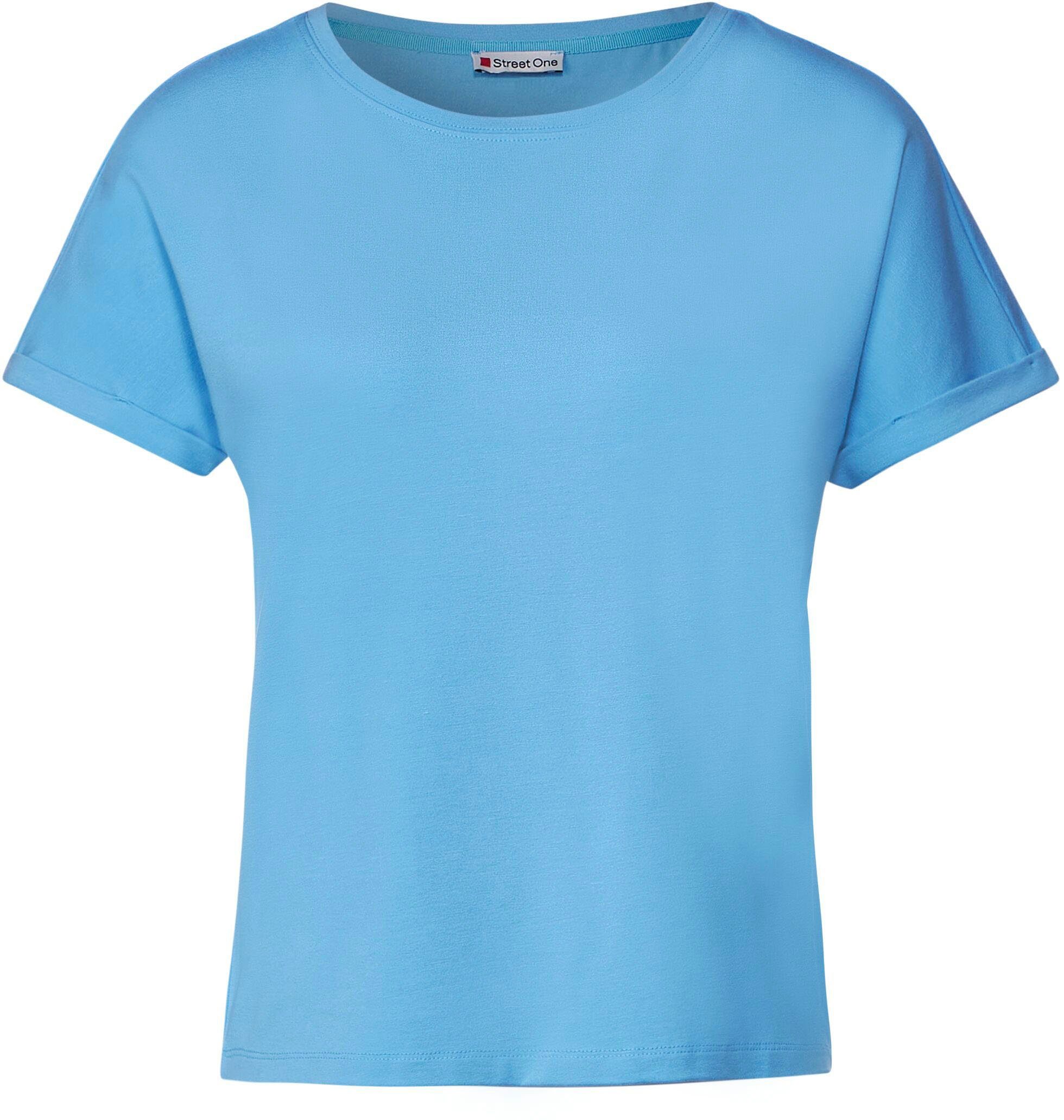 STREET ONE Kurzarmshirt im lässig-sportlichen splash blue Look