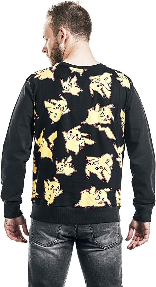 Herren Sweatshirt Sweater All Pokemon POKÉMON Sweatshirt Over Pikachu