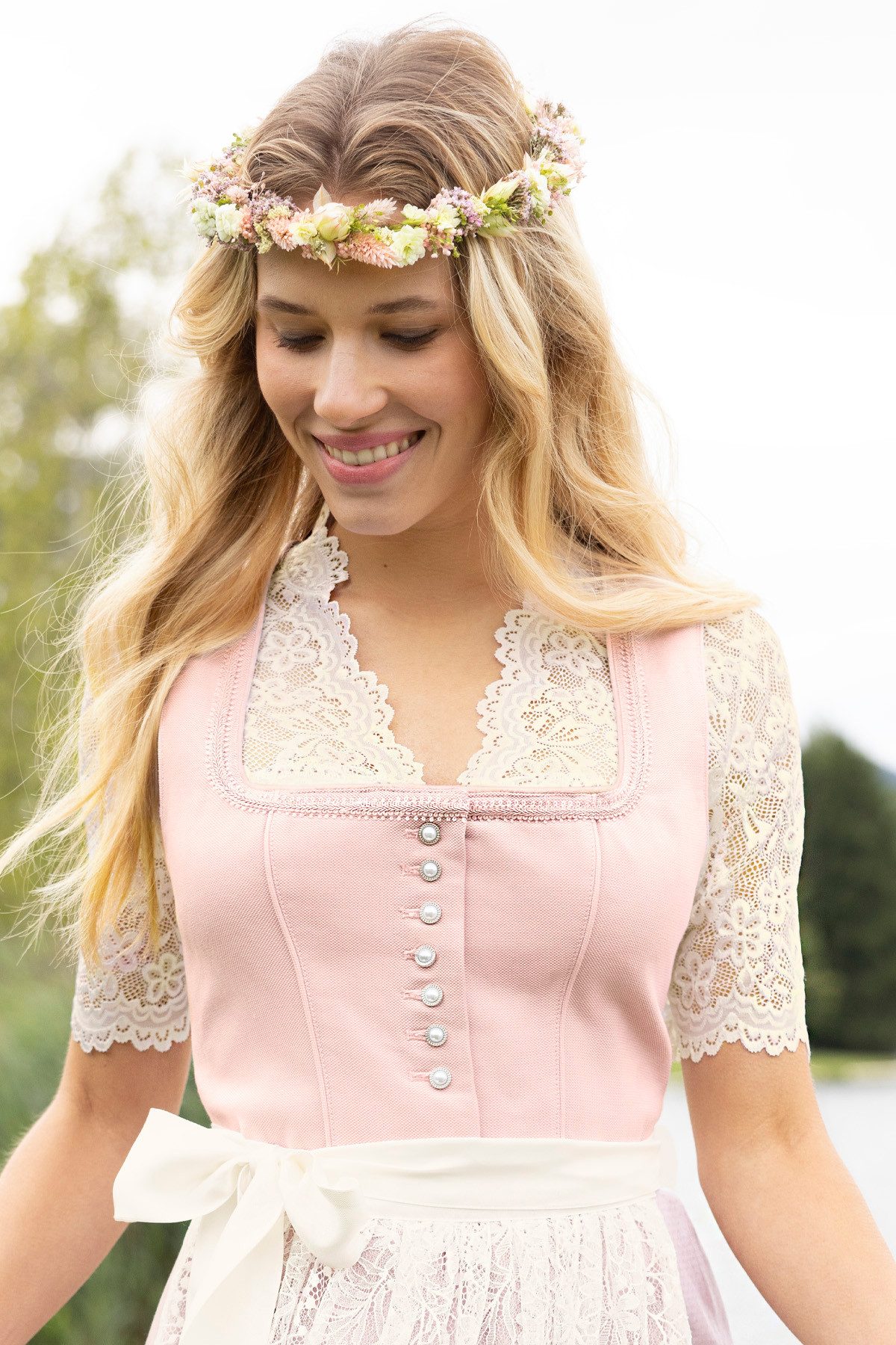 Nina Von C. Dirndlbluse Halbarm Spitzen 'Audrey' 16467326, Champagner