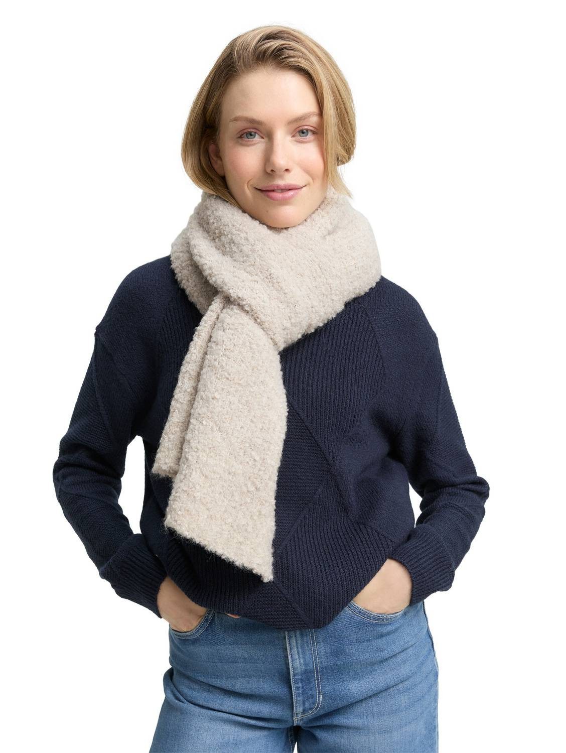 TOM TAILOR Modeschal Royal Bouclé, Nachhaltiger Bouclé-Strick mit recyceltem Polyester