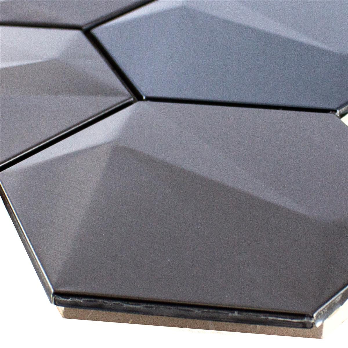 Mosafil Mosaikfliesen Edelstahl Mosaikfliesen Durango Hexagon 3D, Edelstahl 29.700x25.700, braun, Verlegefertig auf ein Netz geklebt
