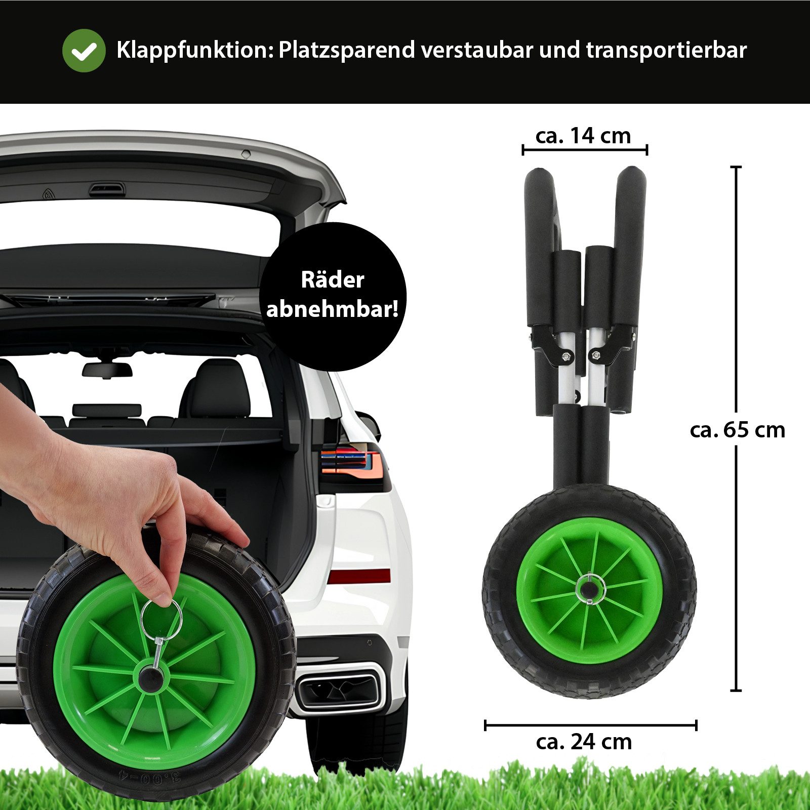 TRUTZHOLM SUP-Transportwagen 2 SUP's klappbares mit Polsterung PU-Räder inkl.2 Sicherheitsgurte, klappbar, pannensicher, abnehmbare Räder