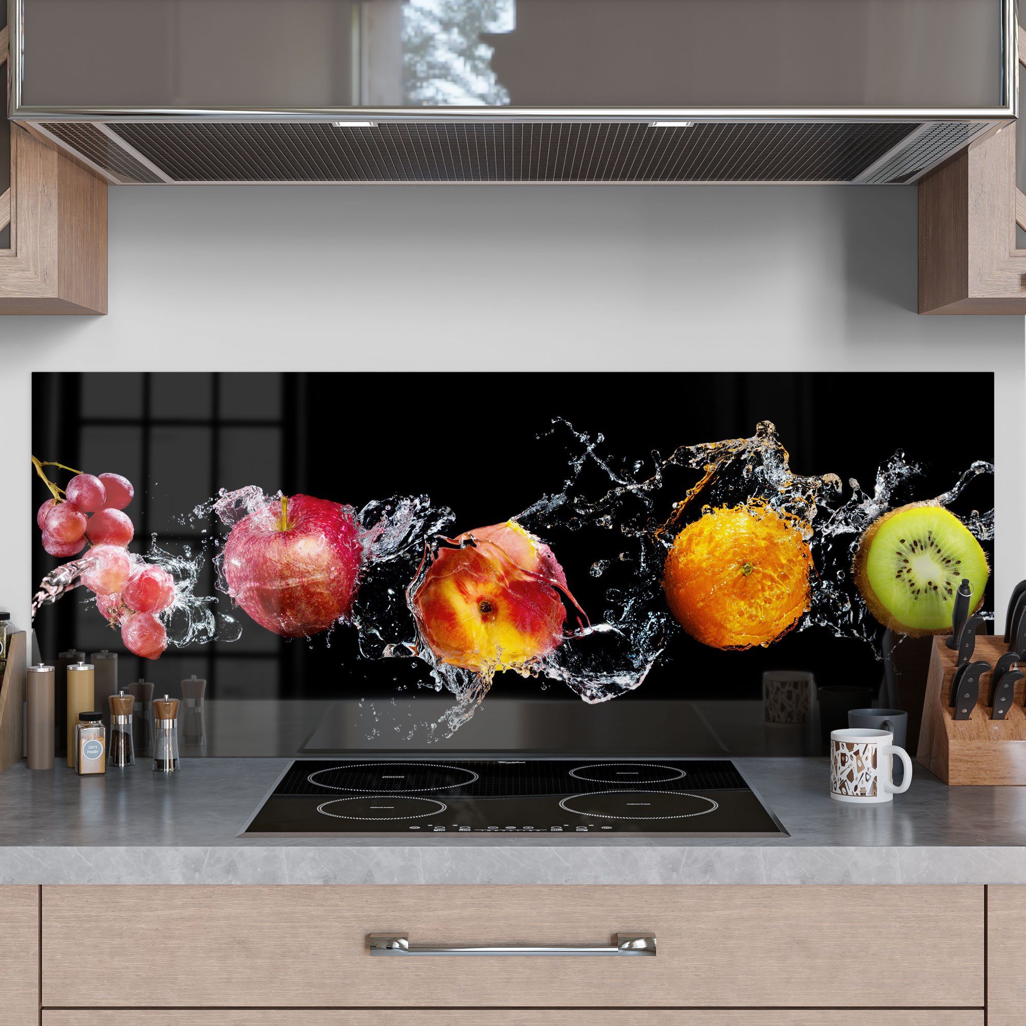 'Obst DEQORI Herdblende Küchenrückwand abwaschen', Badrückwand Glas Spritzschutz