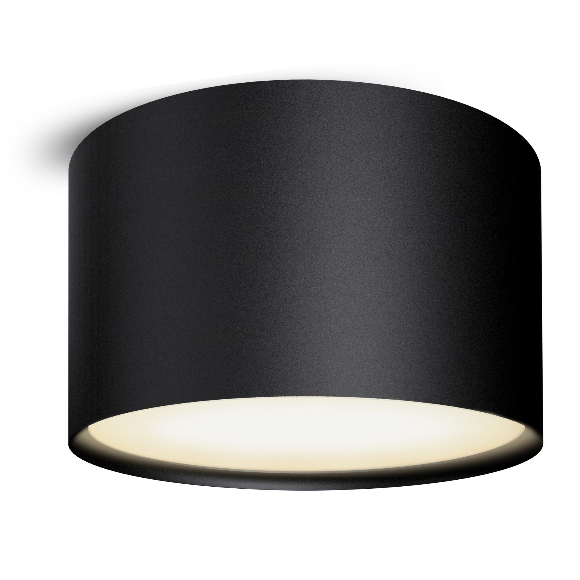 SSC-LUXon LED Aufbaustrahler PIATO LED Deckenspot schwarz rund flach 6W warmweiß 230V, Warmweiß