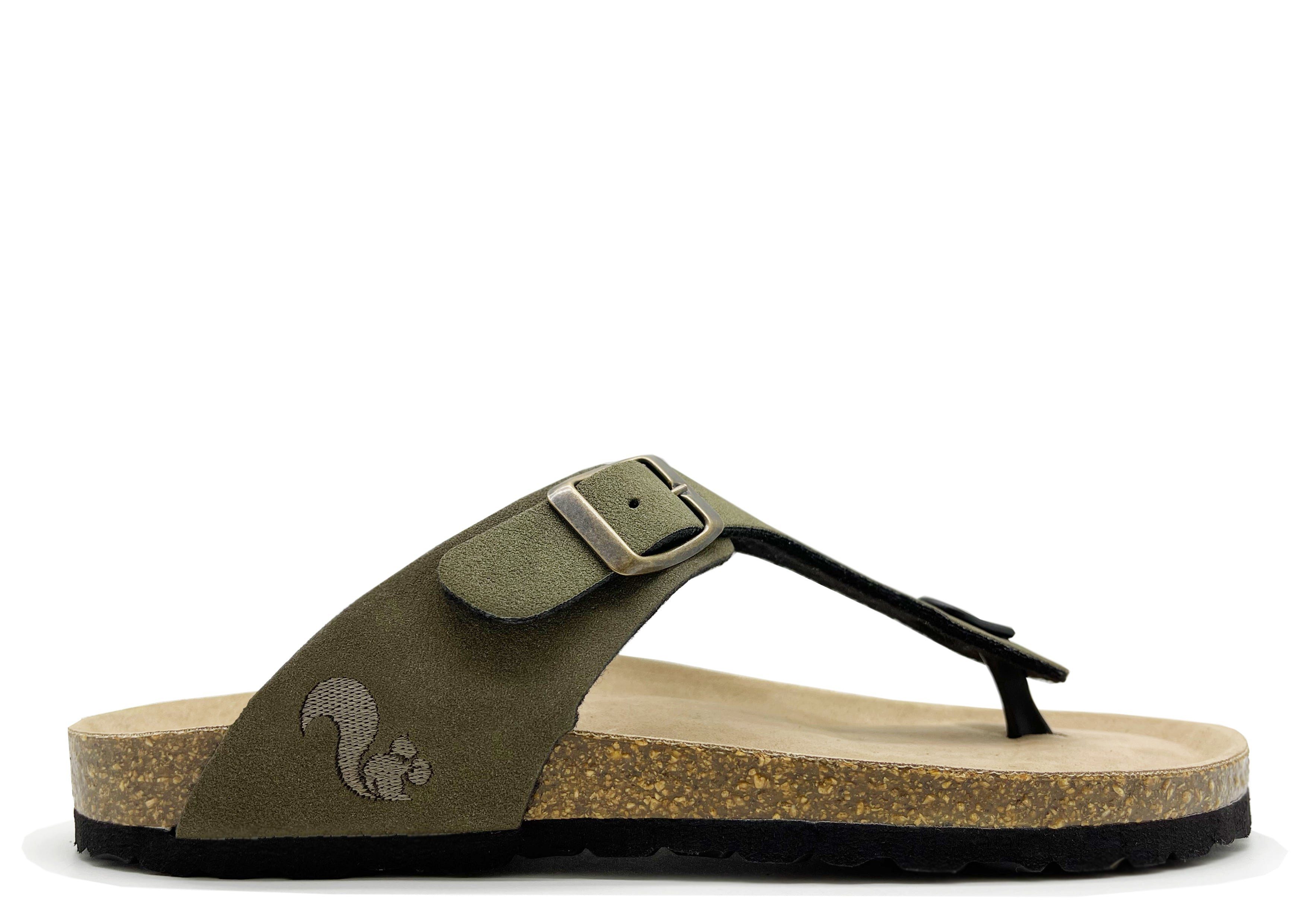 thies 1856 Eco Bio Thong Sandal Vegan Sandale Khaki | Riemchensandalen