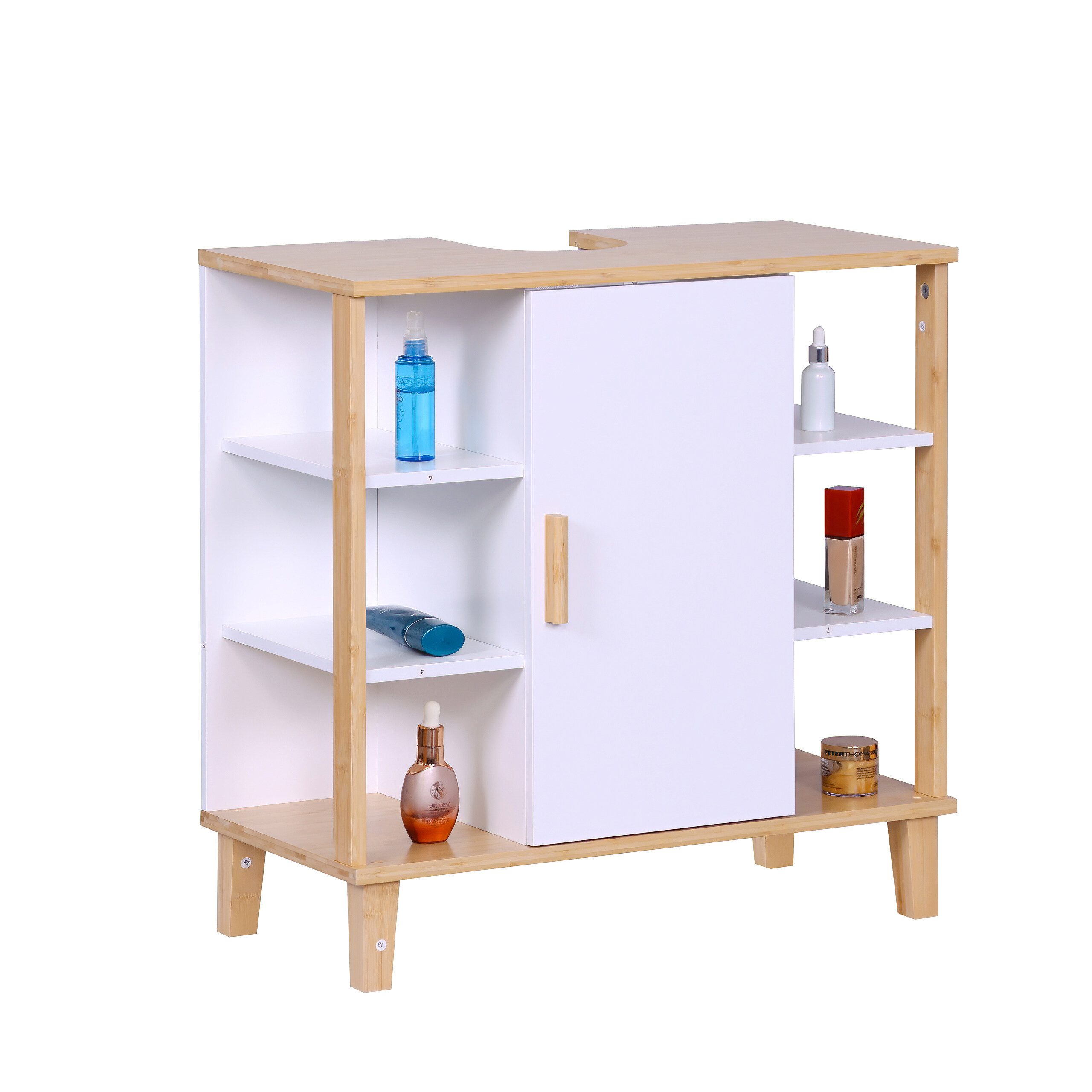 relaxdays Waschbeckenunterschrank Tür & Ablagen (1-St)
