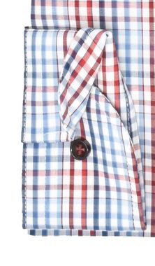 MARVELIS Businesshemd Businesshemd - Modern Fit - Langarm - Kariert - Rot/Blau/Weiß