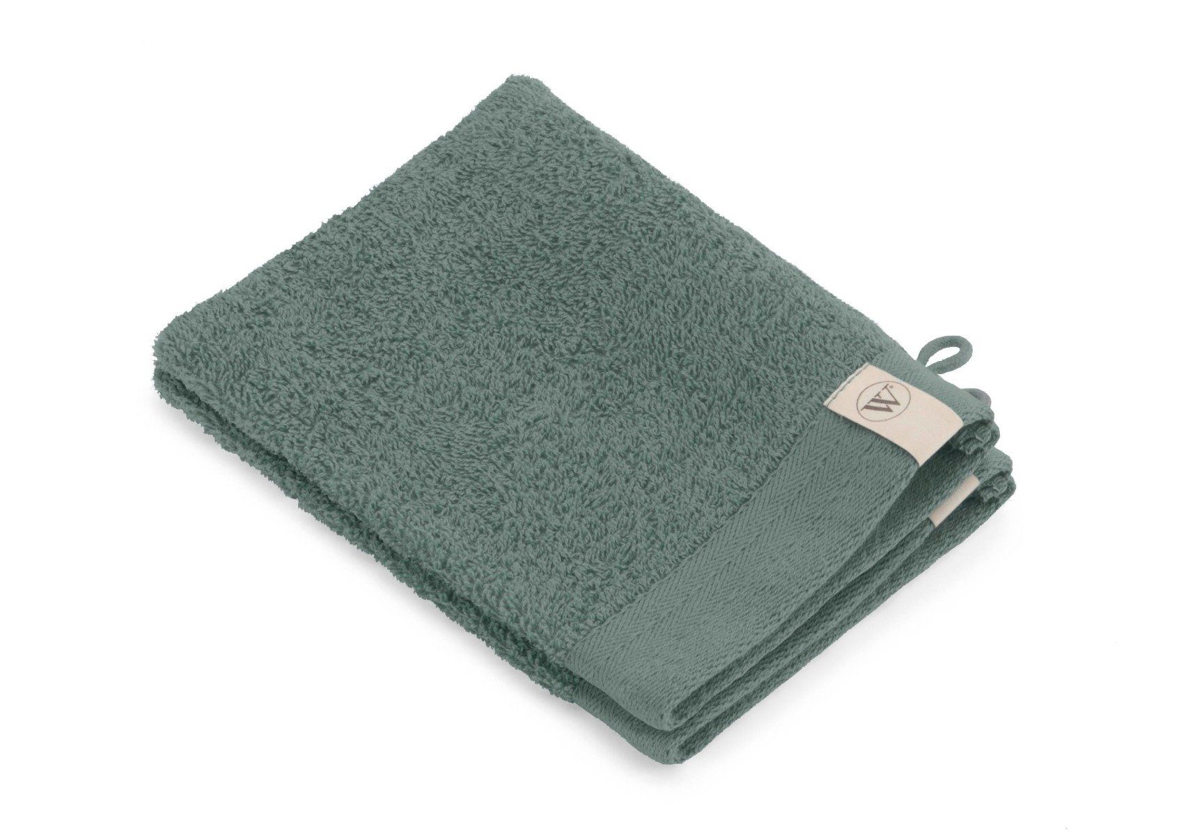 Handtuch 2x Walra Baumwolle 16x21 - Soft Armeegrün Waschhandschuh (1-St) Cotton cm,