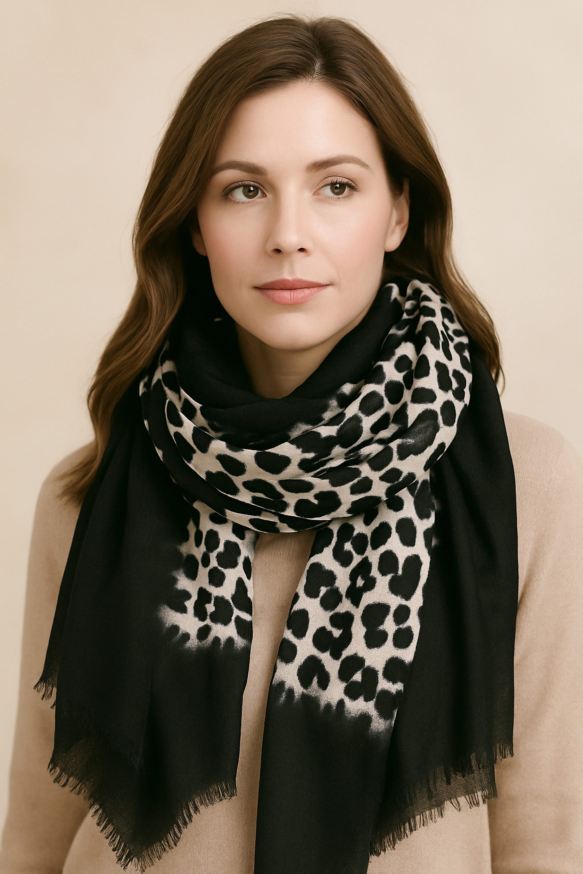 COLLEZIONE ALESSANDRO Modeschal Lina, (1-St), mit Leopardenmuster und schwarzer Umrandung