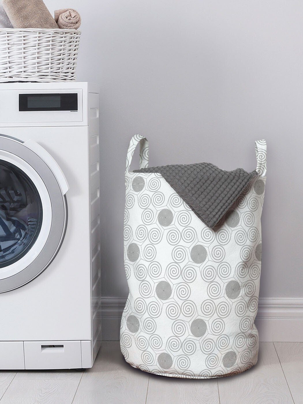 Runde für Griffen Waschsalons, mit Spiralförmig Kordelzugverschluss Kunst Wäschekorb Wäschesäckchen Abakuhaus Geometrisch