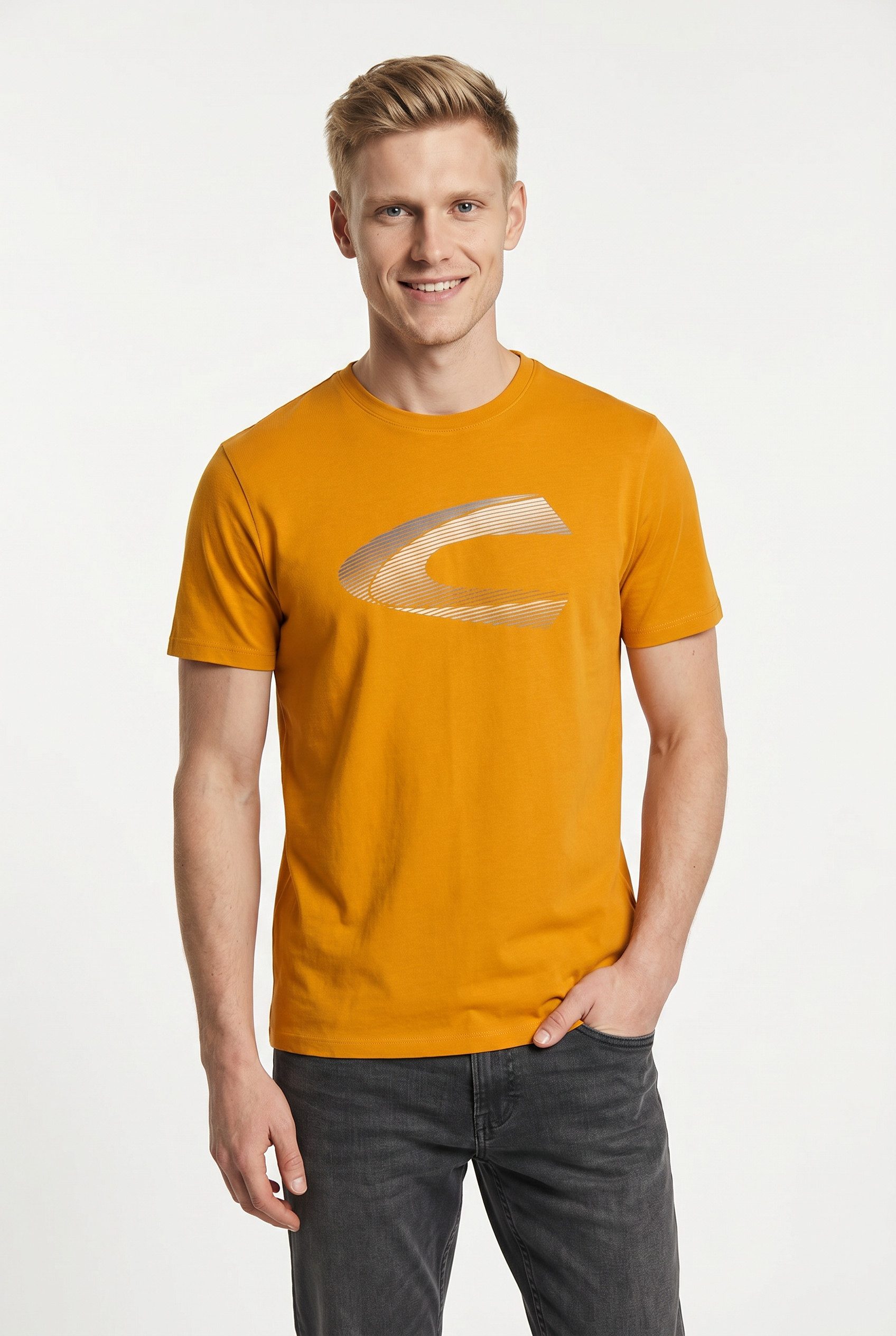 camel active T-Shirt mit Logo Print