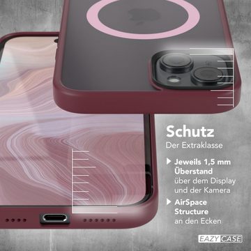 EAZY CASE Handyhülle Outdoor Case MagSafe Matt für Apple iPhone 15 Plus 6,7 Zoll, Handyhülle stoßfest Smart Case anti-kratz Outdoorcase Beere Bordeaux