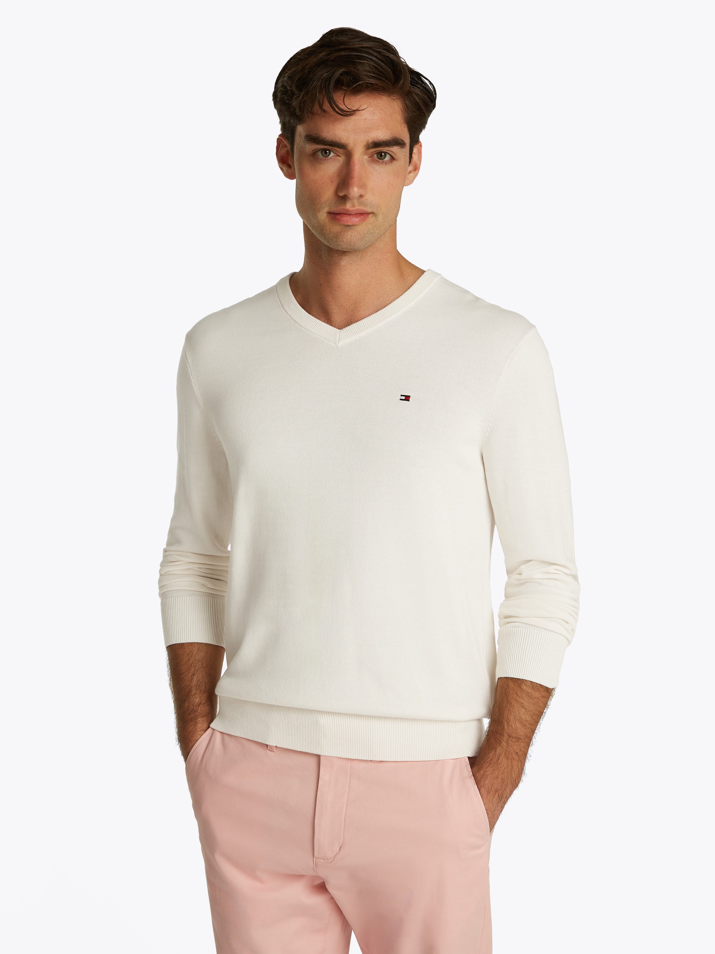Tommy Hilfiger Strickpullover ESSENTIAL COTTON V NECK mit V-Ausschnitt und günstig online kaufen