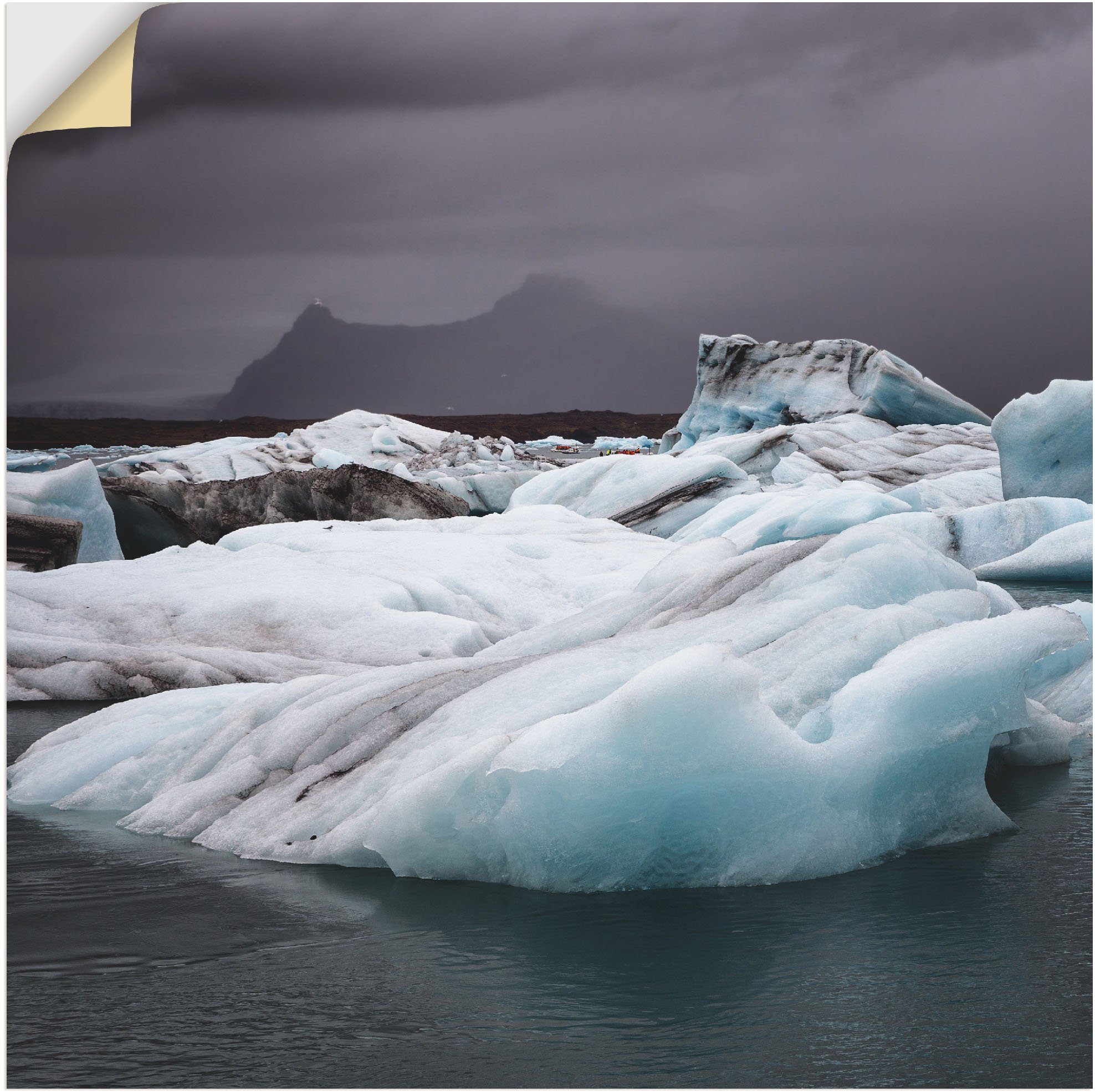 Artland Wandbild Gletscherlagune Leinwandbild, (1 Größen St), oder von Wandaufkleber Bilder als Arktis versch. der Alubild, Poster in Jökulsárlón, Island