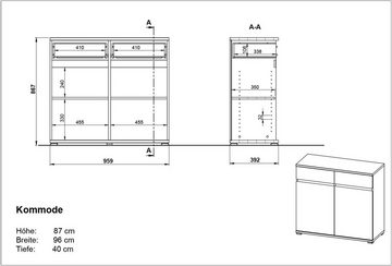 möbelando Kommode 401 (BxHxT: 96x88x40 cm), in braun, hellbraun mit 2 Schubladen und 2 Türen