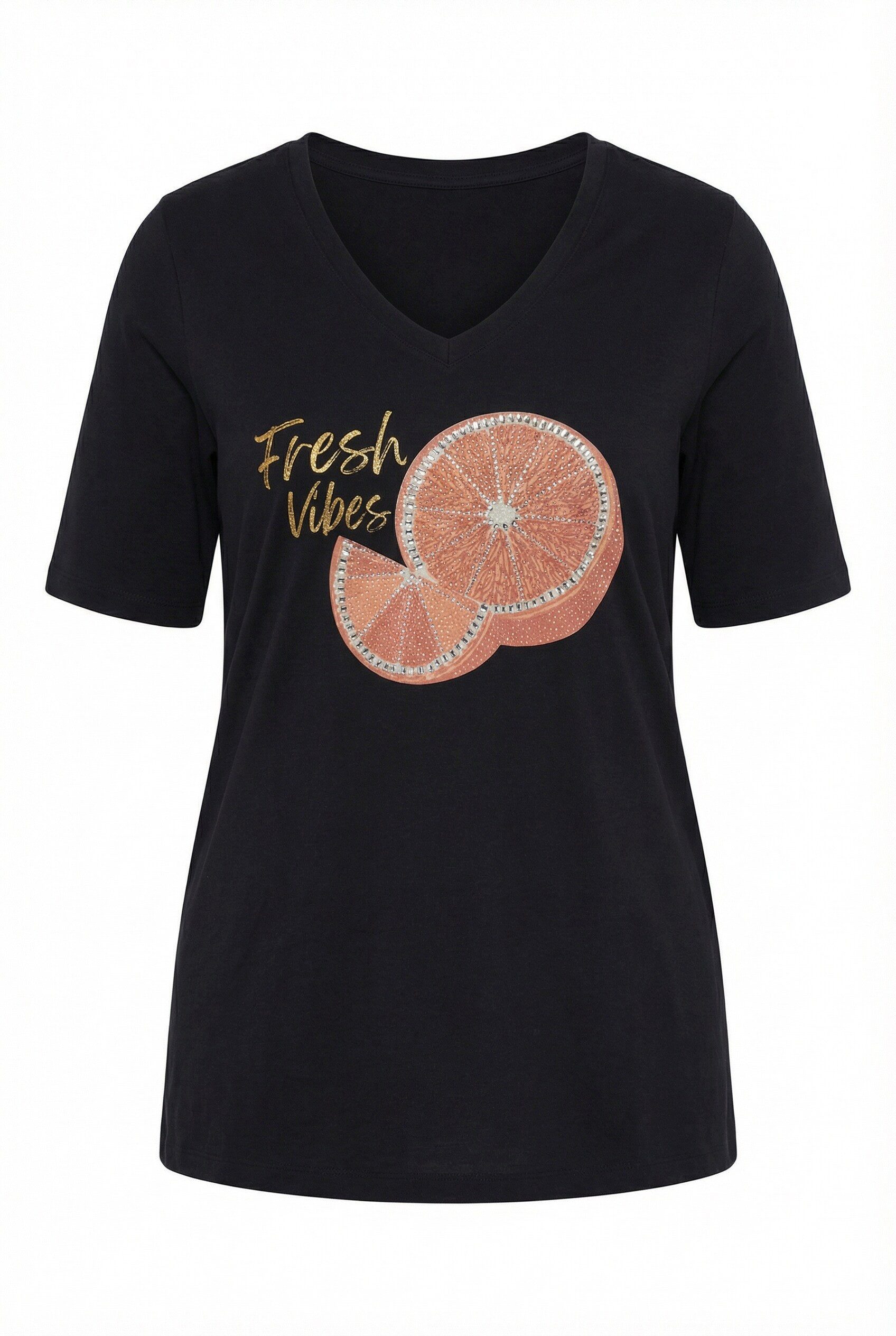 T-Shirt T-Shirt A-Linie verzierte Orangen Applikation