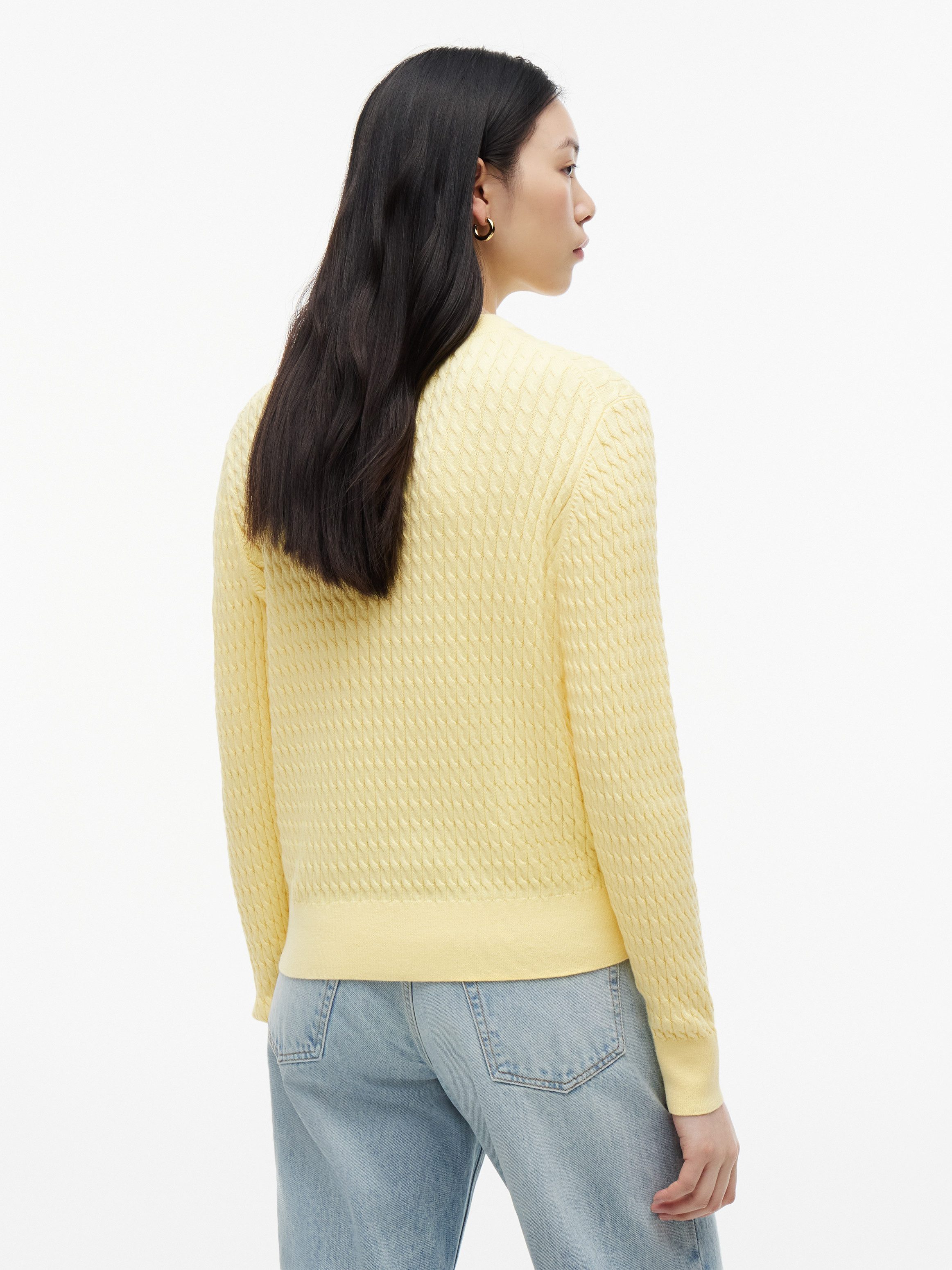 Tommy Hilfiger Rundhalspullover CO CABLE C-NK LS SWEATER Baumwolle, mit Zopfmuster, Regular Fit