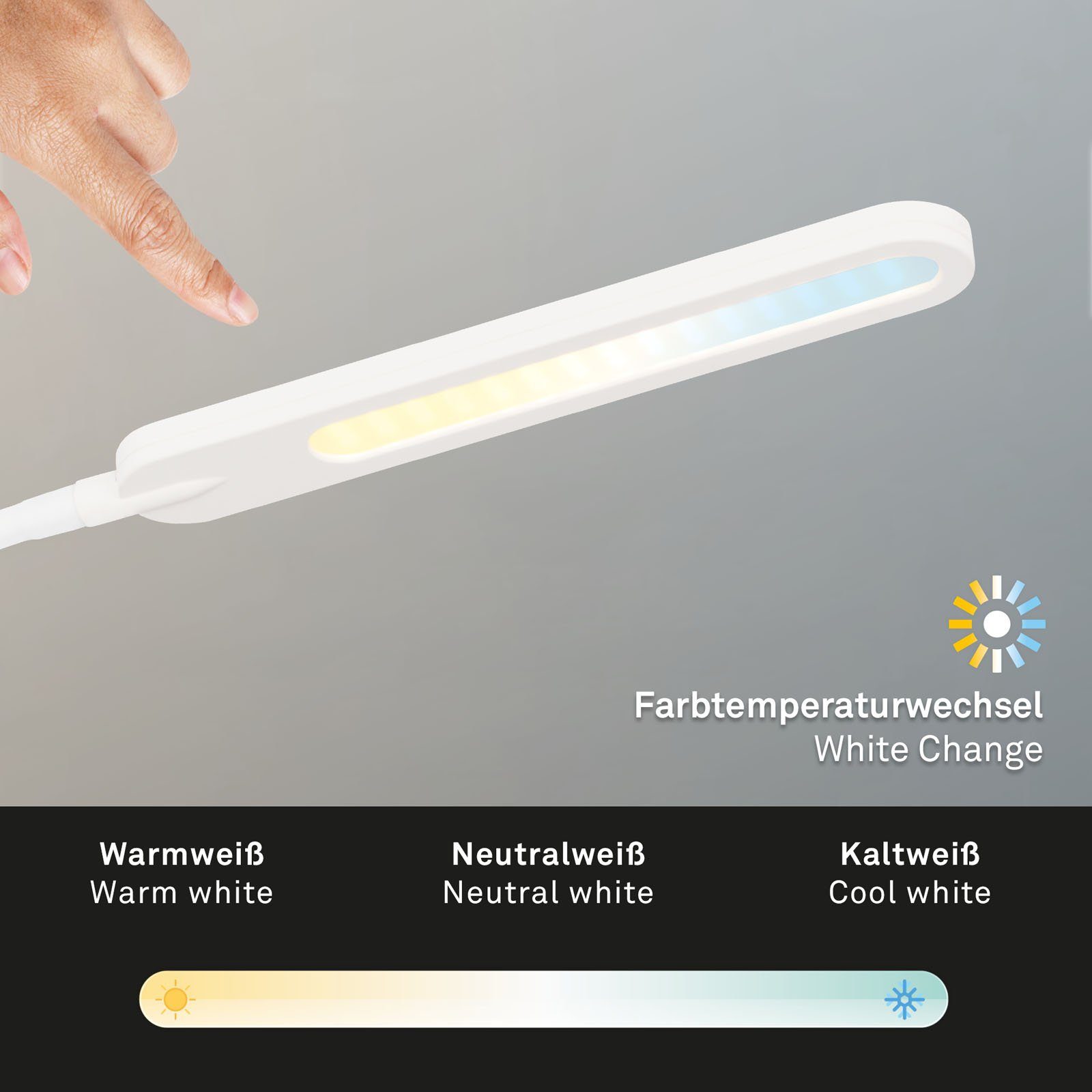 verbaut, Kaltweiß, Klemmleuchten CCT, Briloner Memoryfunktion dimmbar, Tageslichtweiß, fest Warmweiß, Stufen Homeoffice, LED in 2389-016, weiß, Neutralweiß, Leuchten