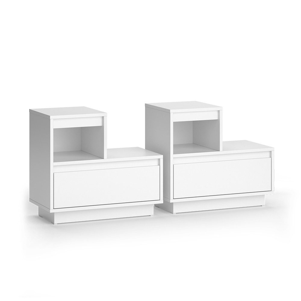 Vicco Nachtschrank Tina, Weiß, 59.4 x 53.2 cm 2er Set