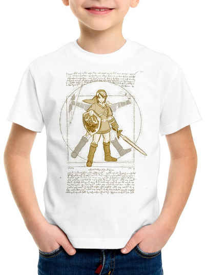style3 Print-Shirt Kinder T-Shirt Vitruvianischer Link zelda snes nes legend ocarina