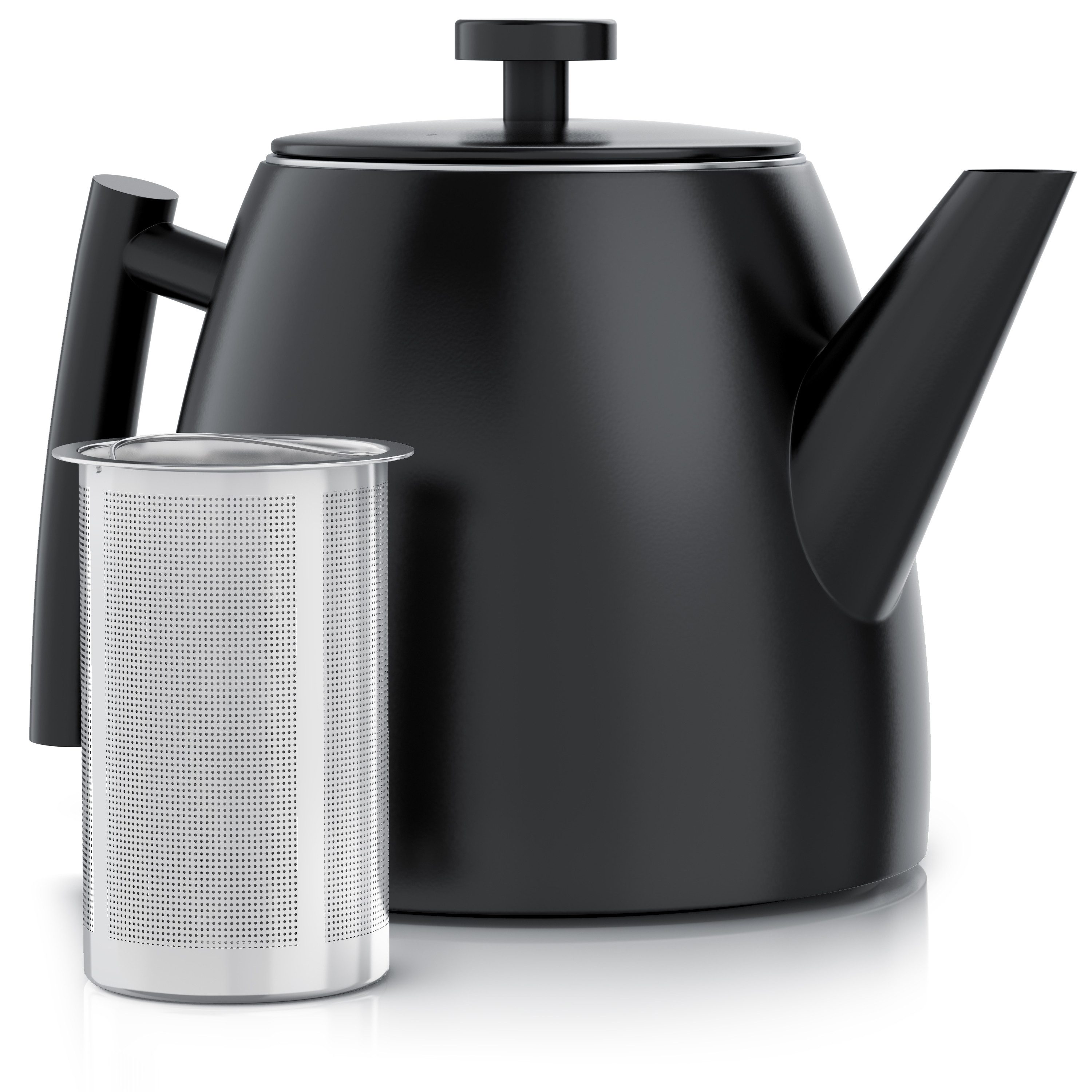 Arendo Teekanne mit Griff aus Metall, Edelstahl Isolierkanne mit Siebeinsatz, 1000 ml, 1 l, (Set, 2-St), Doppelwandige Thermo Isolierung, Kanne mit Teesieb für losen Tee