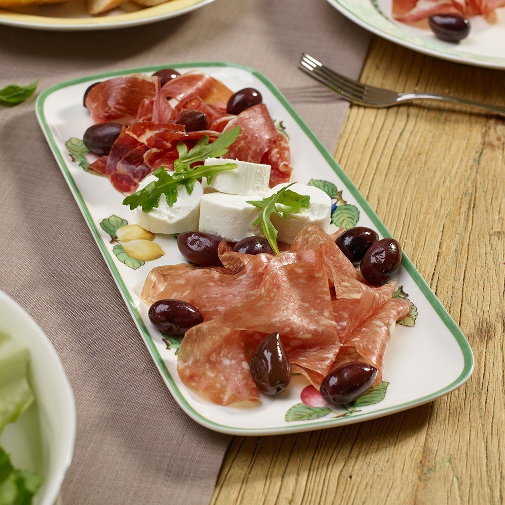 Villeroy & Boch Servierplatte Charm & Breakfast French Garden Kuchenplatte eckig, Porzellan, (1-tlg), Premium Porcelain, mikrow.- & spülm.sicher, Made in Germany