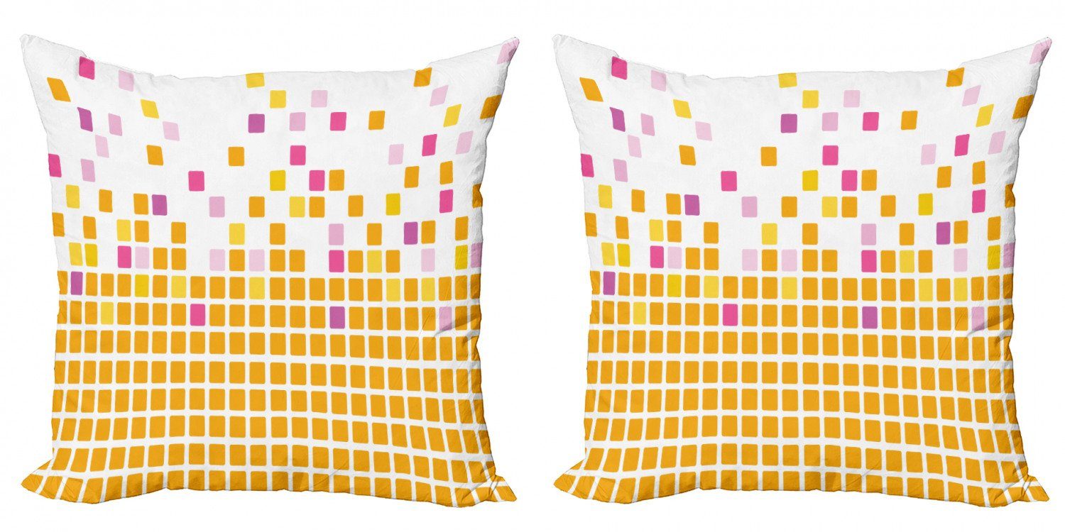 Kissenbezüge Modern Accent Doppelseitiger Digitaldruck, Abakuhaus (2 Stück), Orange und Rosa einfache Mosaic