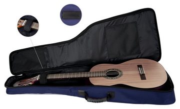 Rocktile Gitarrentasche Klassik-Gitarrentasche 1/2-Größe (Gigbag mit weicher Polsterung, inkl. 2 Fronttaschen für Noten/Zubehör), Ergonomisch geformter Komfort-Griff