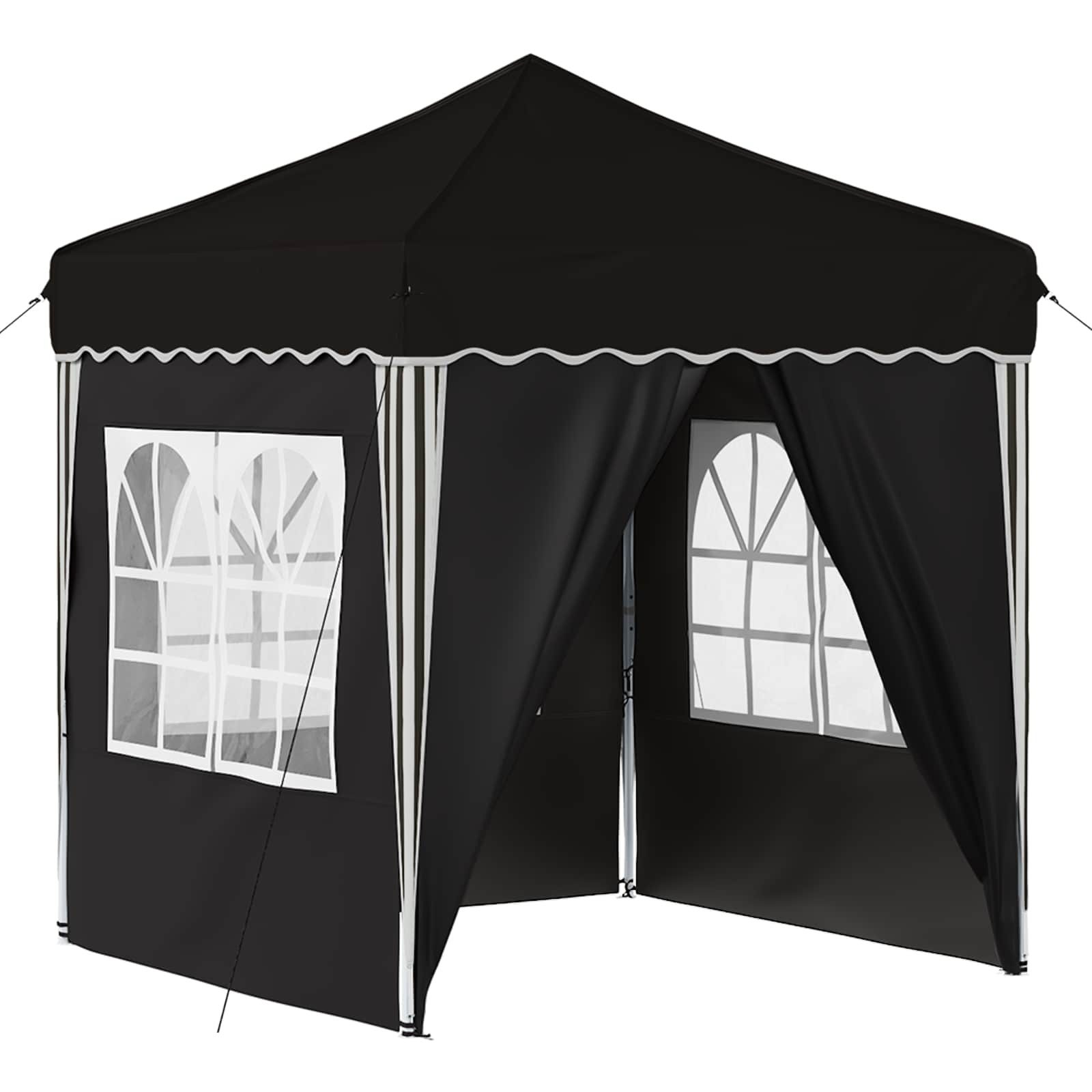 vidaXL Partyzelt Pop-up Partyzelt Schwarz 195 x 195 x 245 cm Oxford-Stoff