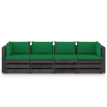 vidaXL Gartenlounge-Set 4-Sitzer Outdoor-Sofa mit Kissen Grau Imprägniertes Holz