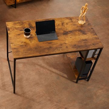 CARO-Möbel Schreibtisch TAVIRA, Schreibtisch im Industrial Stil aus Metall und MDF in Vintage große Ti