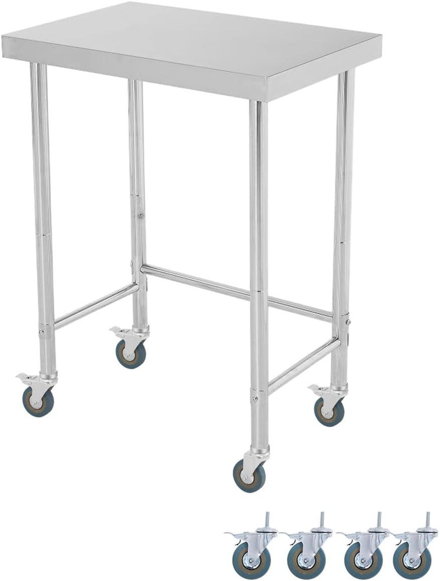 GarveeMore Arbeitstisch (180 KG Hochleistungs-Utility, Offener Basis und Feststellbaren Rädern), NSF Kommerzieller Vorbereitungstisch