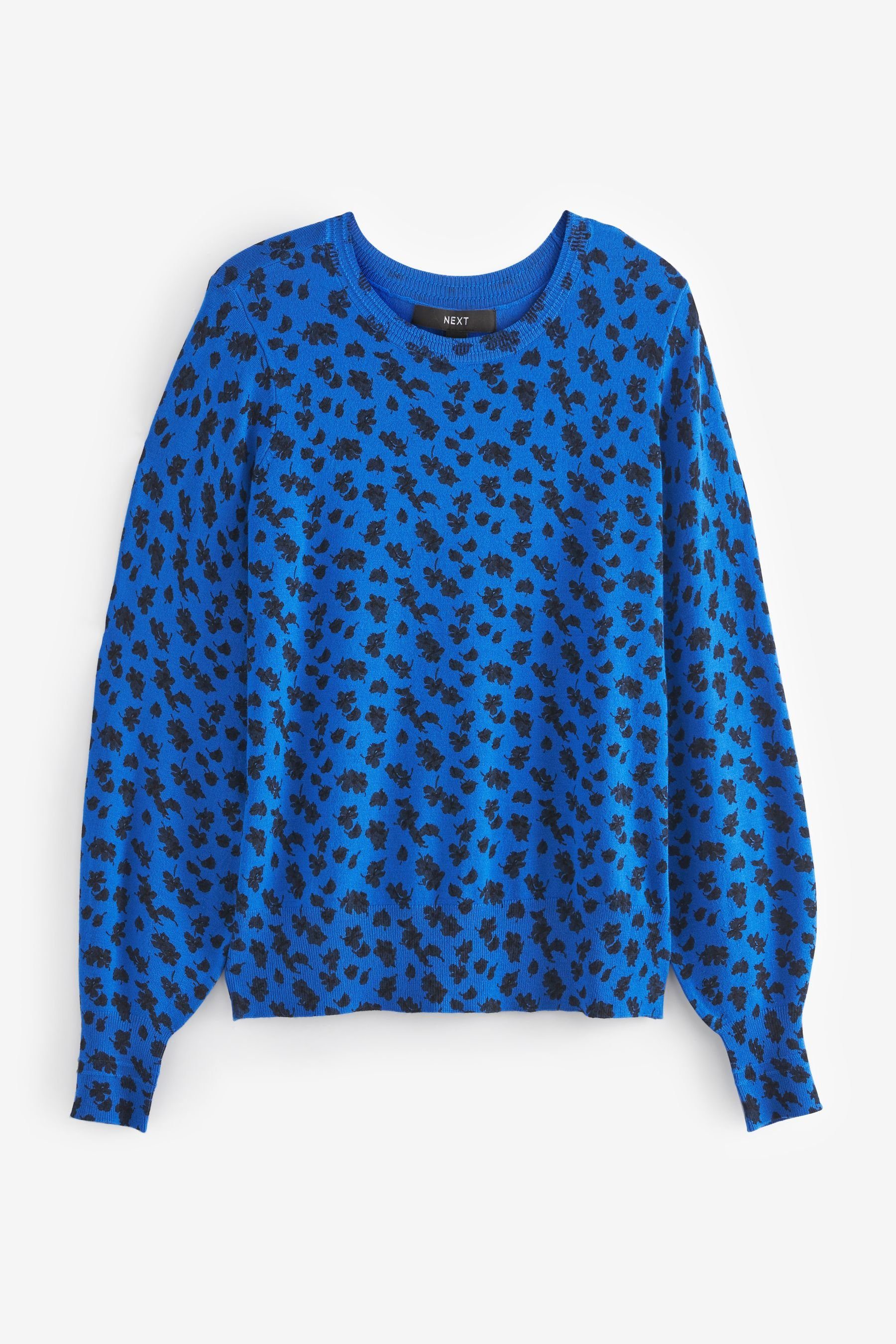 (1-tlg) und Blue mit Print Rundhalsausschnitt Bright Rundhalspullover Pullover Next Floral
