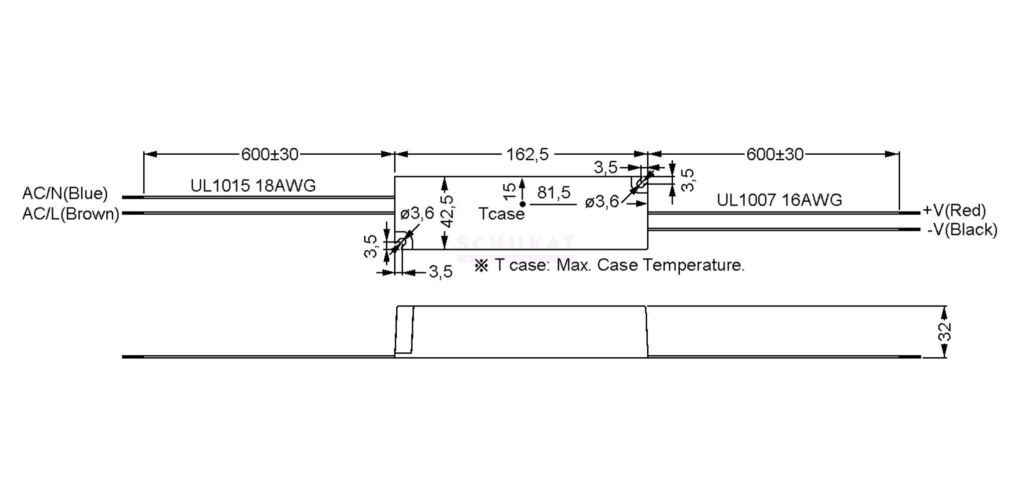 "LPV-60-36" 36V, Einbau, 60W, Hochvolt, IP67 LED Trafo