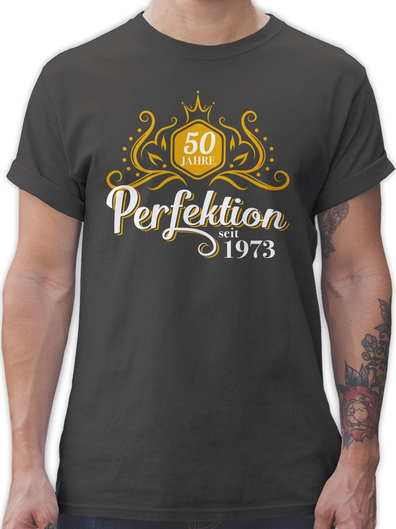 2 1973 Fünfzig Perfektion Jahre Dunkelgrau T-Shirt Geburtstag Shirtracer 50.