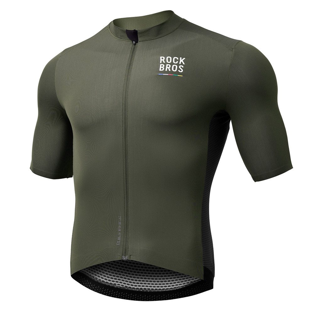 ROCKBROS Radtrikot Fahrradtrikot Rennradtrikot Kurzarmtrikot (Spar-Set, 1-tlg., 60 cm Länge atmungsaktiv) UPF 50+, 3 Rückentaschen, reflektierend, atmungsaktiv
