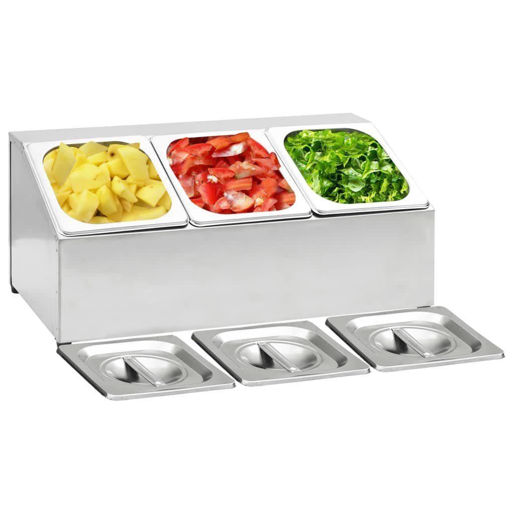 vidaXL Küchenregal Gastronorm-Ständer mit 3 GN 1/6 Behältern Edelstahl