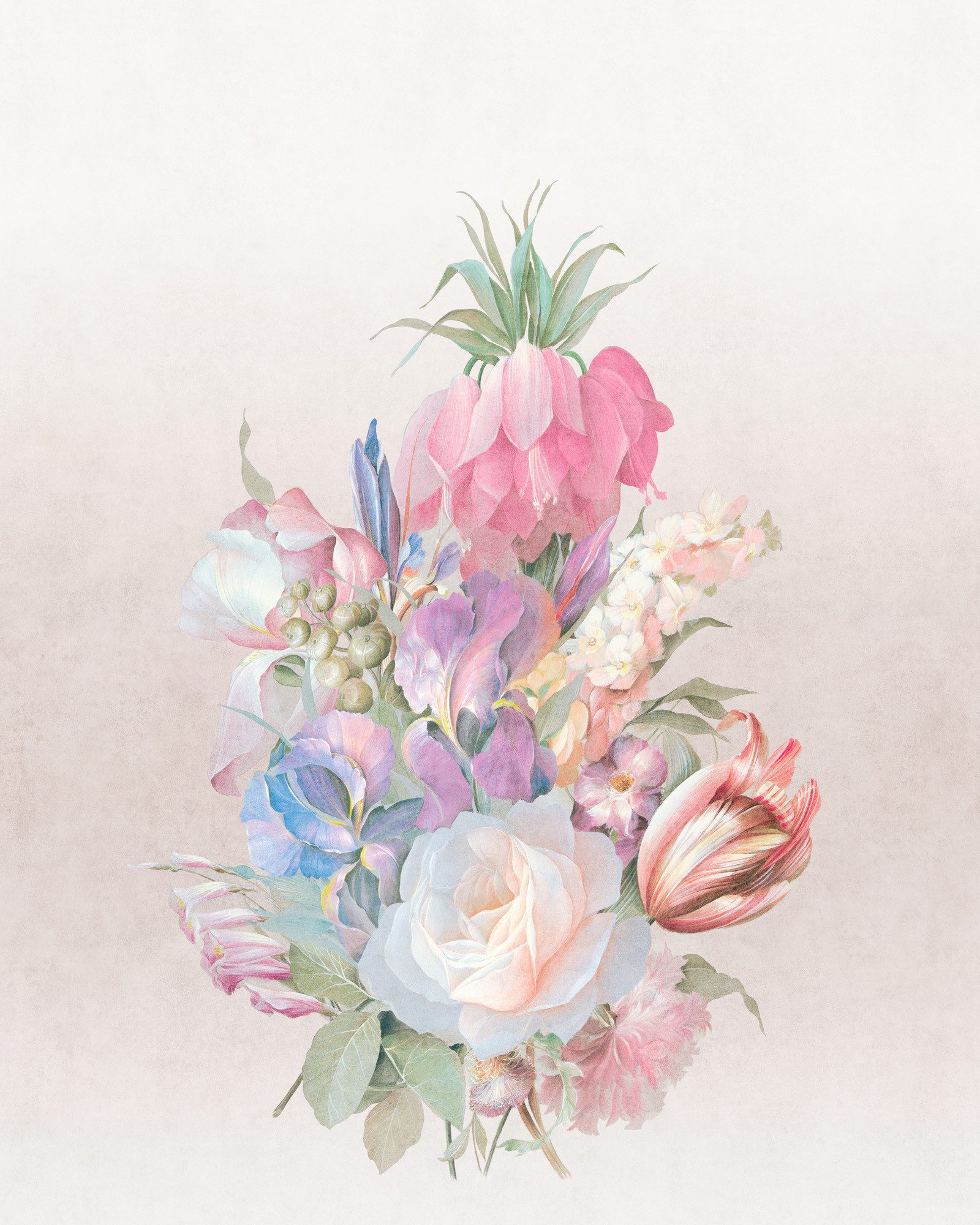 Rasch Fototapete Blumenstrauß mit bunten Blüten - Vliestapete Blau, floral, bedruckt, (1 Rolle, 1 St., Kollektion 'Magicwalls' - 2,65 m x 2,12 m), Lichtbeständige Farben - Feucht abwischbar - Restlost abziehbar