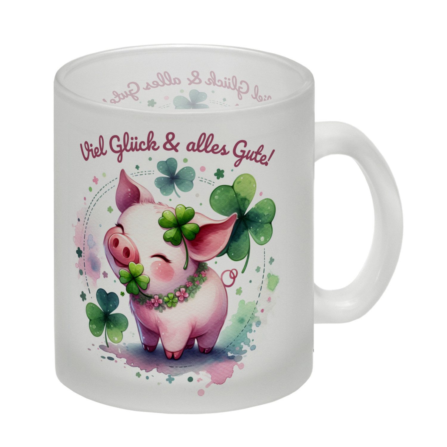 speecheese Tasse Glücksschwein Glas Tasse mit Spruch Spruch Viel Glück